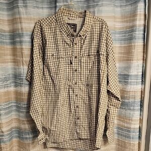 Drake Mens Long Sleeve Vented Button Front Plaid Shirt